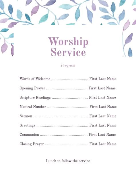 sunday church service program sample|sunday bulletin order of service.